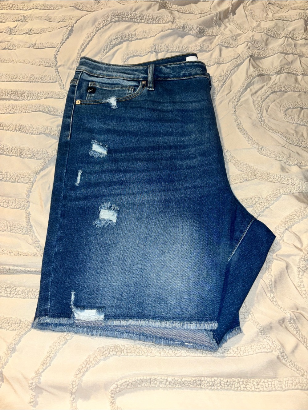 Distressed Dark Wash Denim Skirt